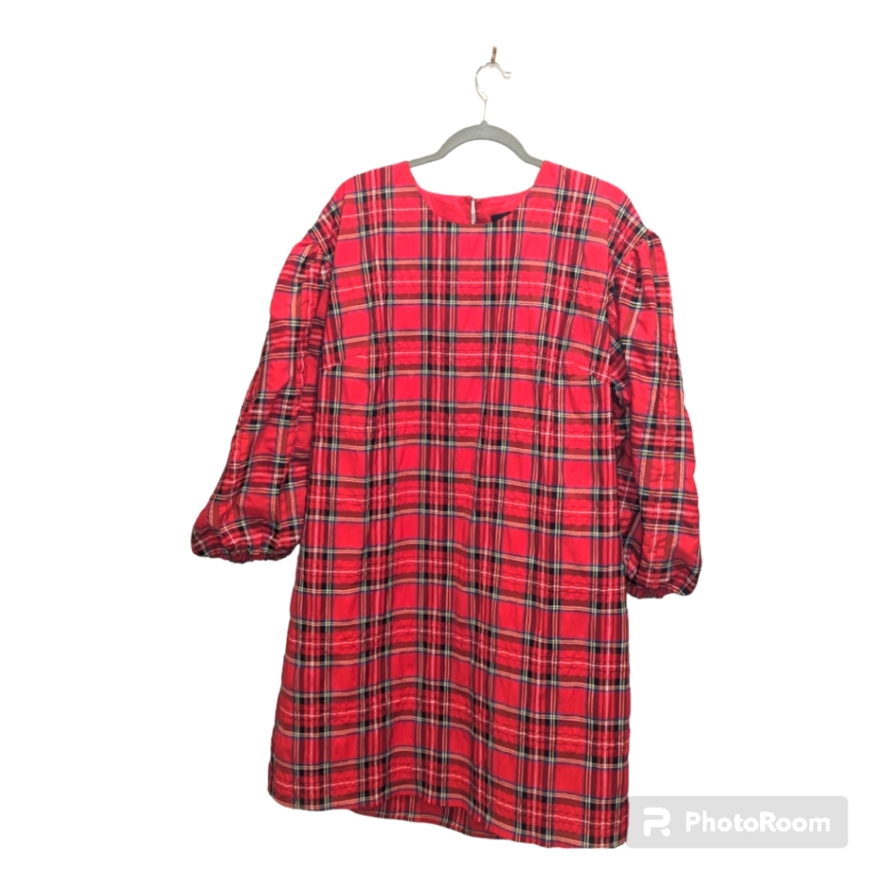 JCrew Tartan Puff Sleeve Mini Dress  NWT XL